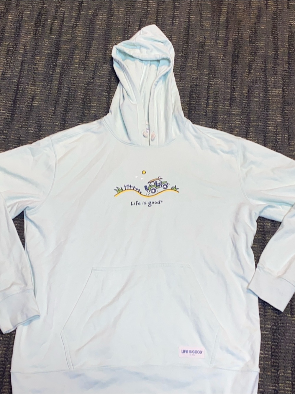 LIFE IS GOOD SIZE XL MINT GREEN HOODED SWEATSHIRT GUC UNISEX